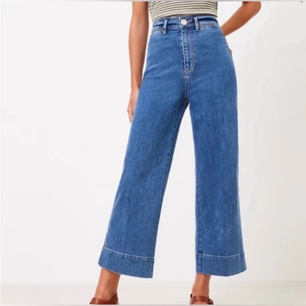 Ann Taylor Loft | High Waisted Wide Leg Crop Jeans | Size 10